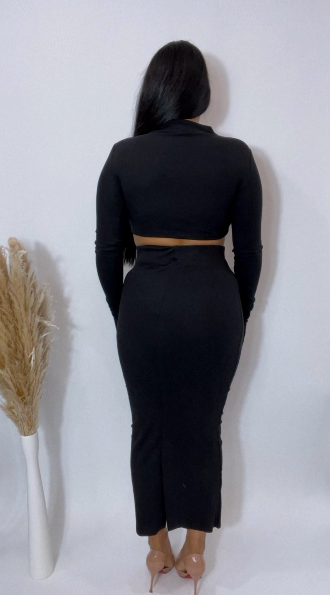 BBTM CHIC TIANA MARIE PENCIL SKIRT in smoked black