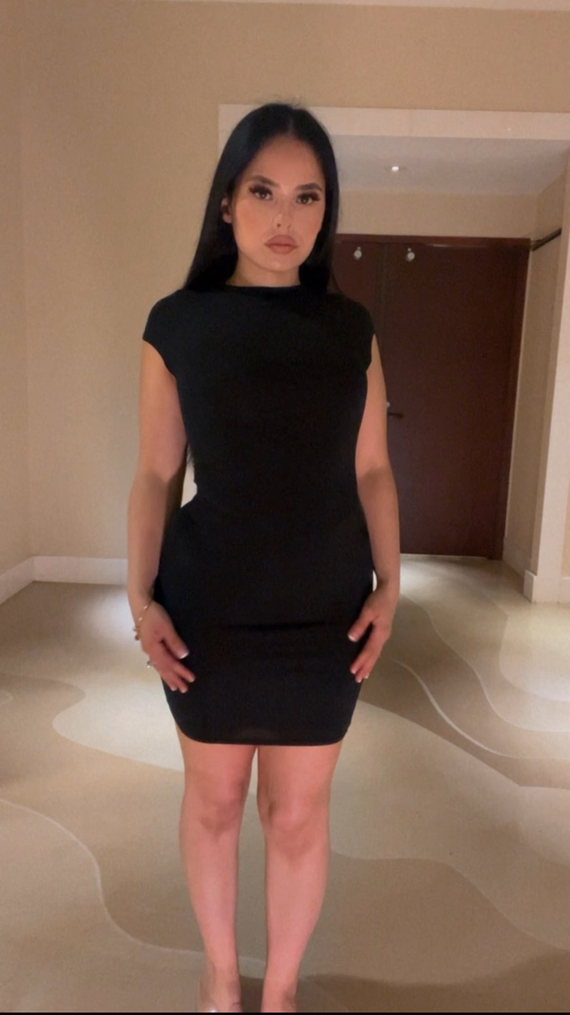 BBTM BLACK LOUNGEWEAR MINI DRESS