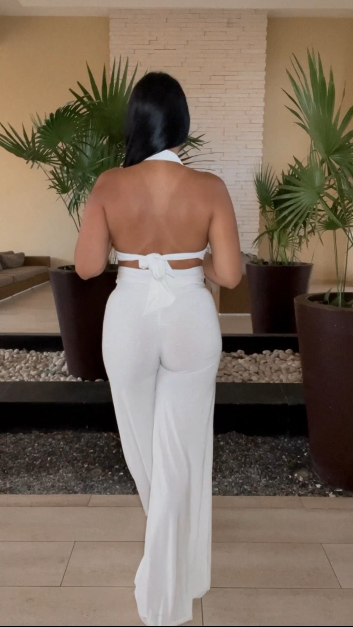 BBTM SS PALAZZO PANTS WHITE