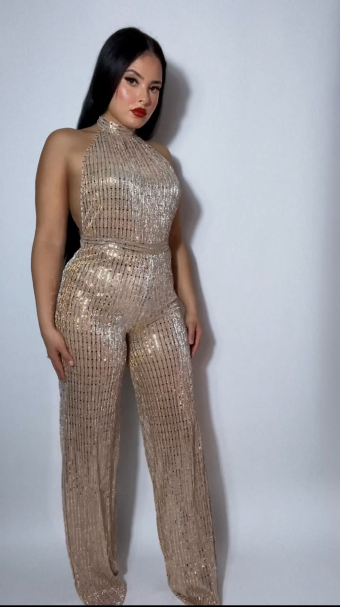 Crystal sequin jumpsuit