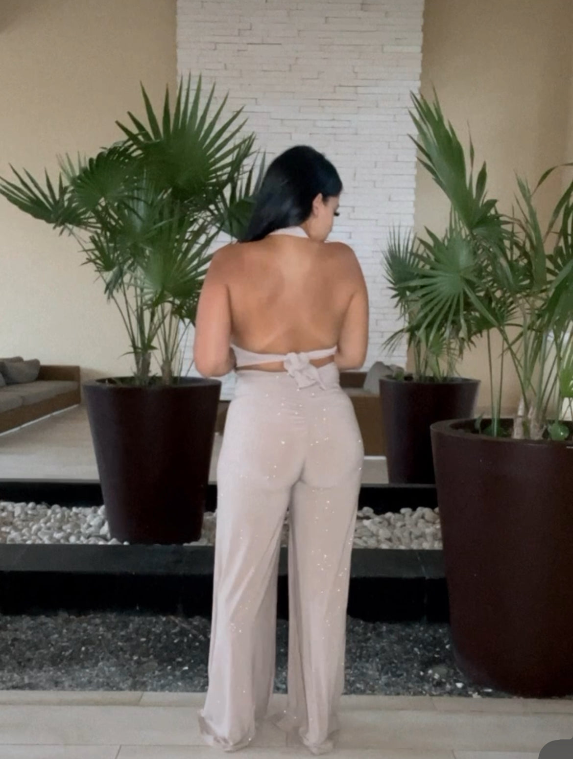 BBTM SS PALAZZO PANTS TAUPE