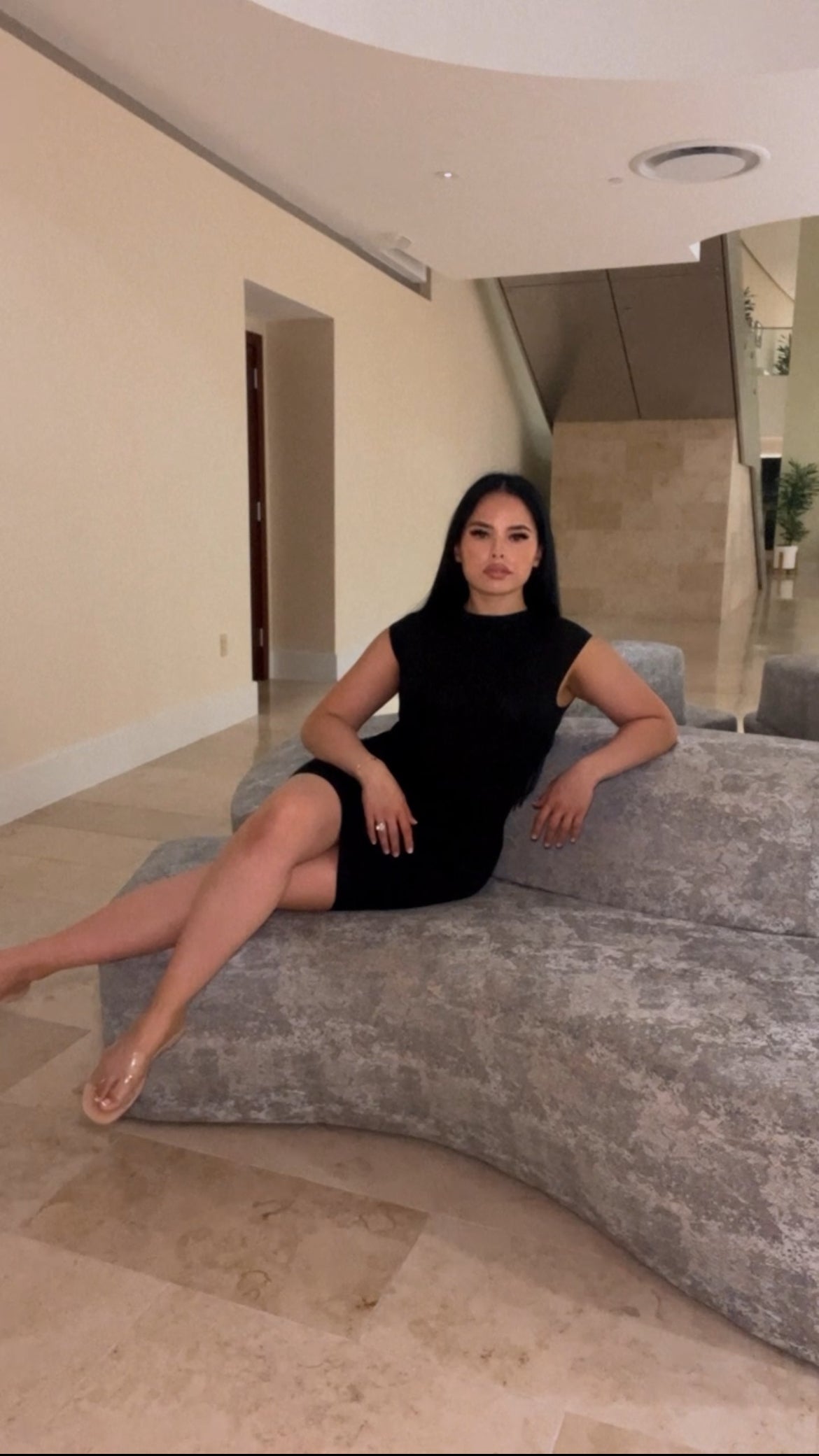 BBTM BLACK LOUNGEWEAR MINI DRESS