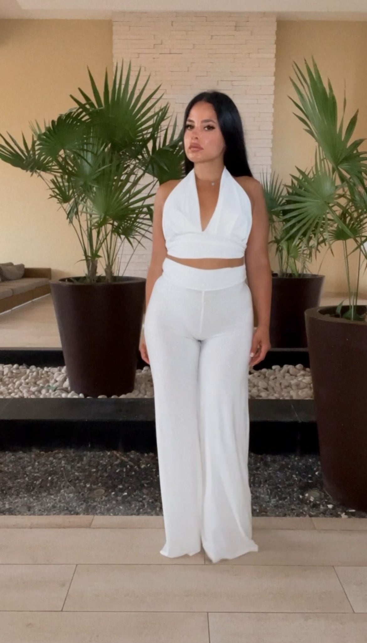 BBTM SS PALAZZO PANTS WHITE