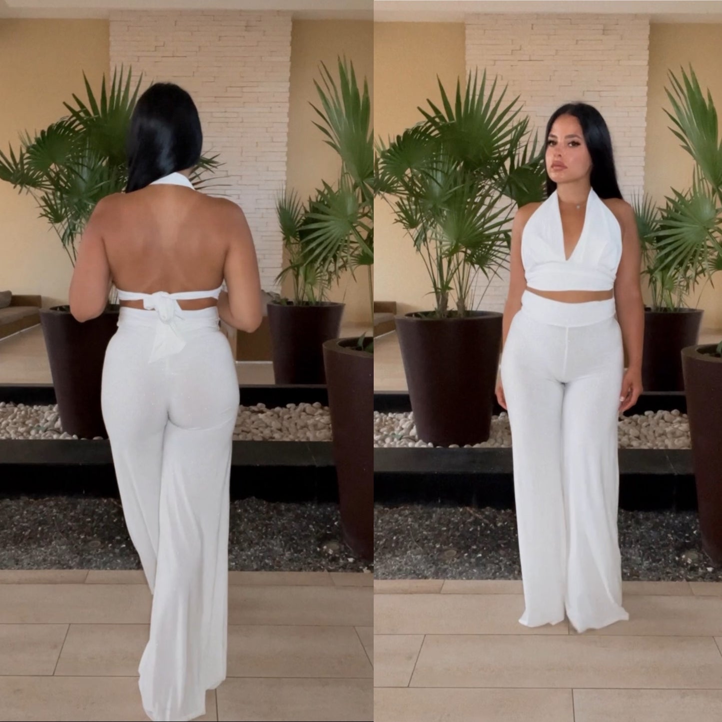 BBTM SS PALAZZO PANTS WHITE