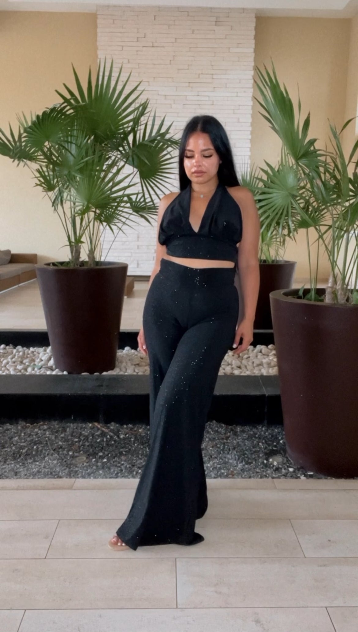 BBTM SS PALAZZO PANT BLACK