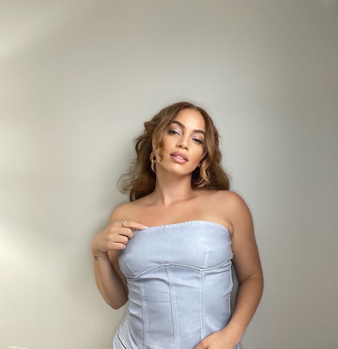 BBTM PU SKY BLUE TUBE TOP