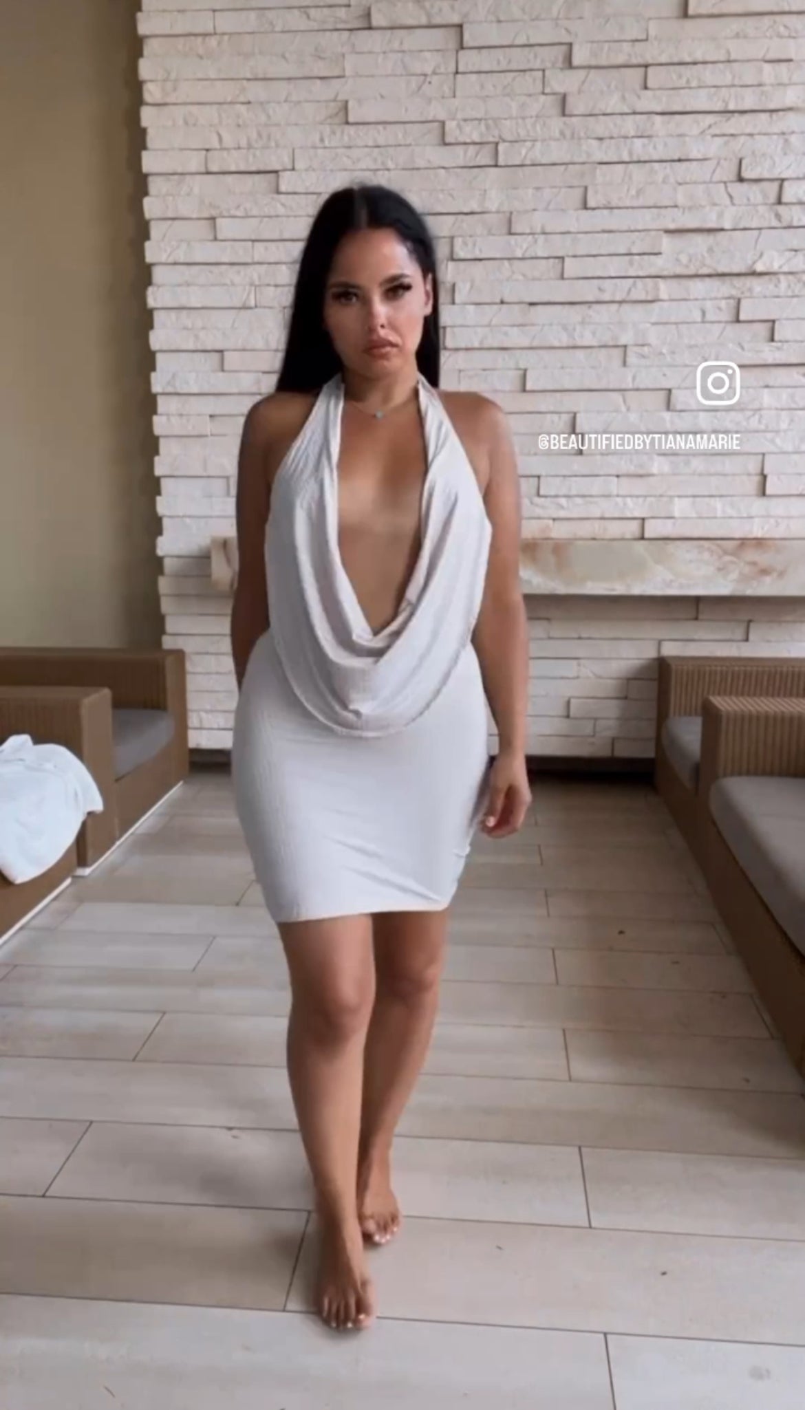 BBTM SS DRAPE/HALTER DRESS