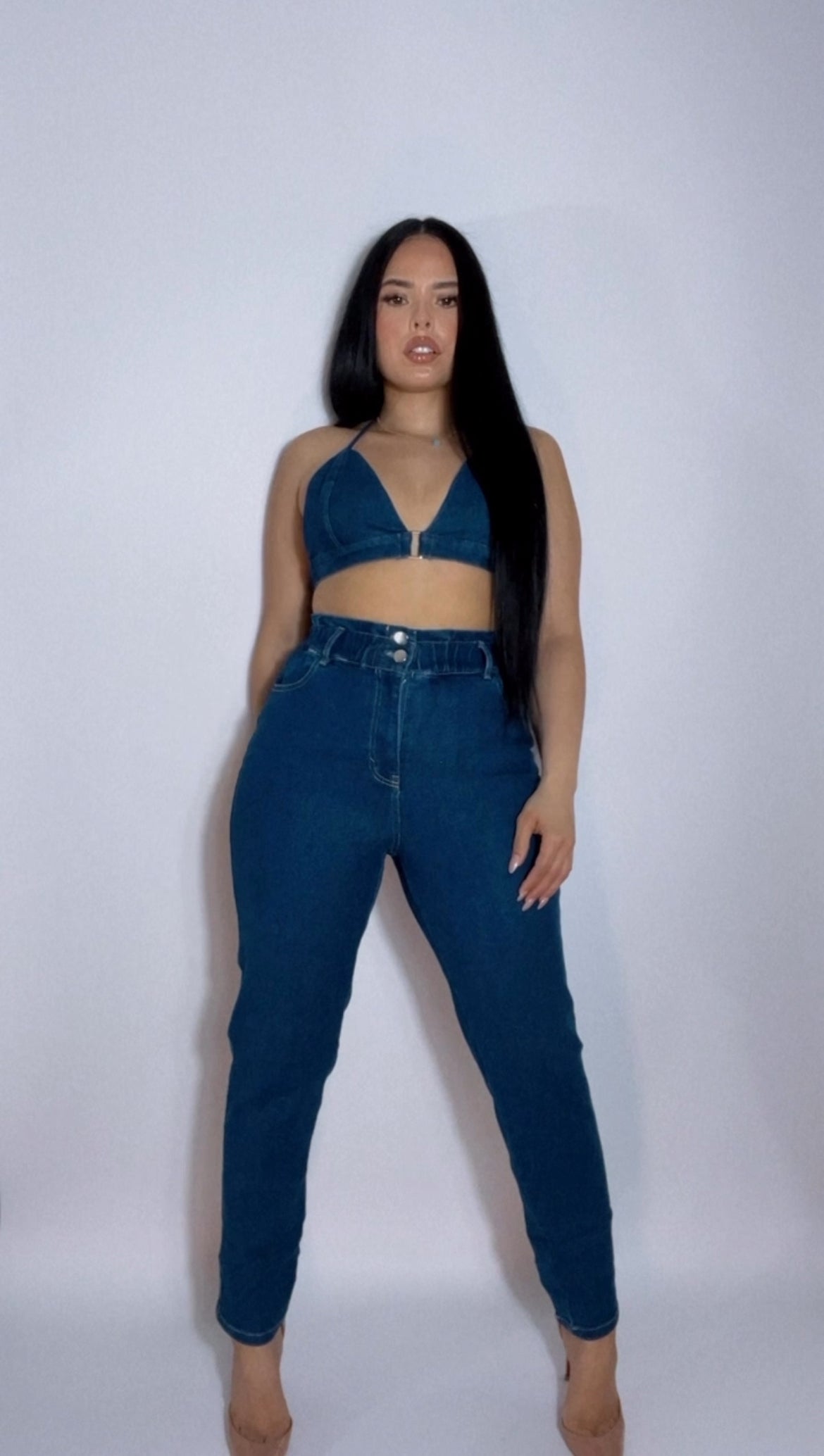 BBTM DARK HIGH WAISTED DENIM JEAN