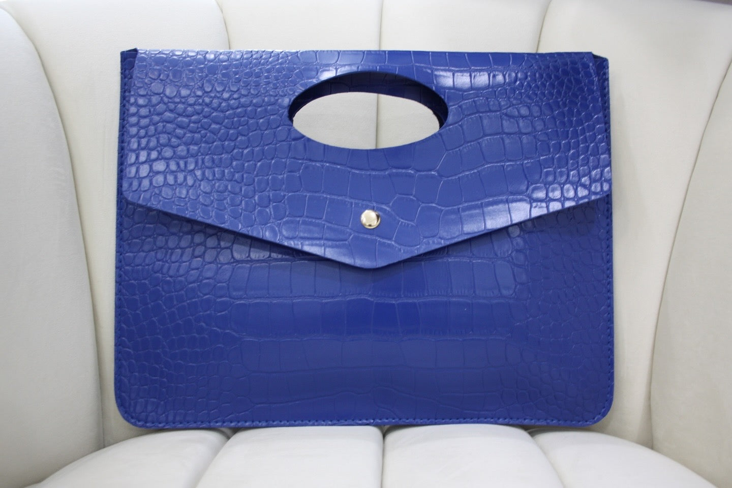 BBTM PU Ariana croc. Envelope date night clutch royal blue
