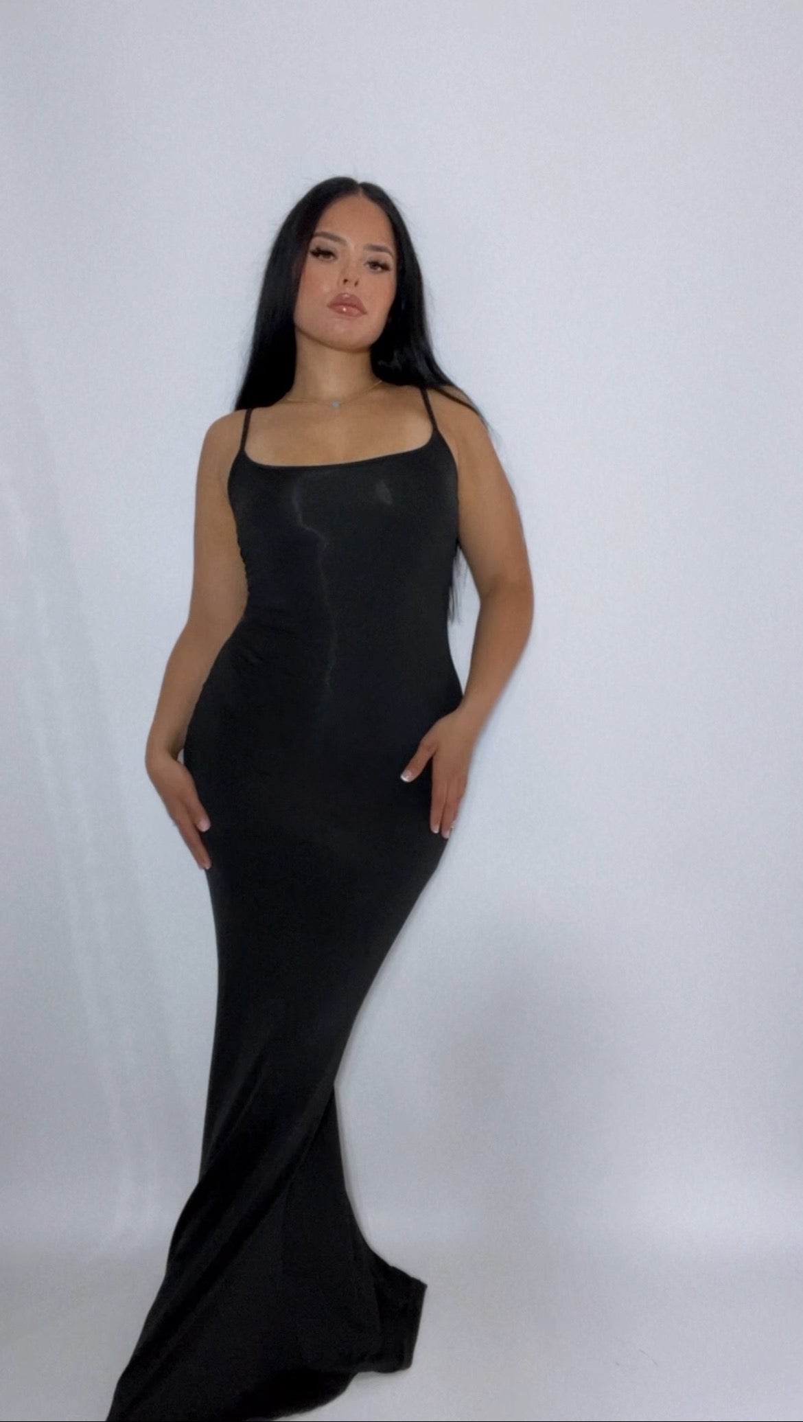 BBTM LOUNGEWEAR BLACK/SMOKED CAMI MAXI DRESS
