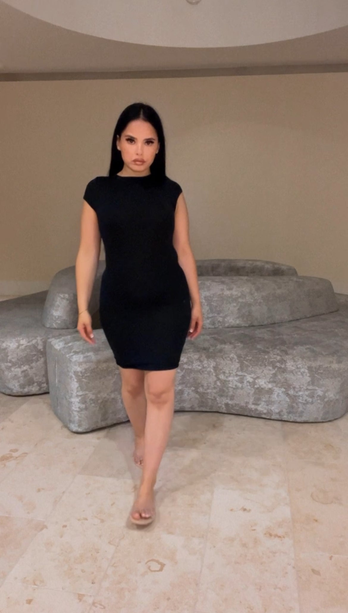 BBTM BLACK LOUNGEWEAR MINI DRESS