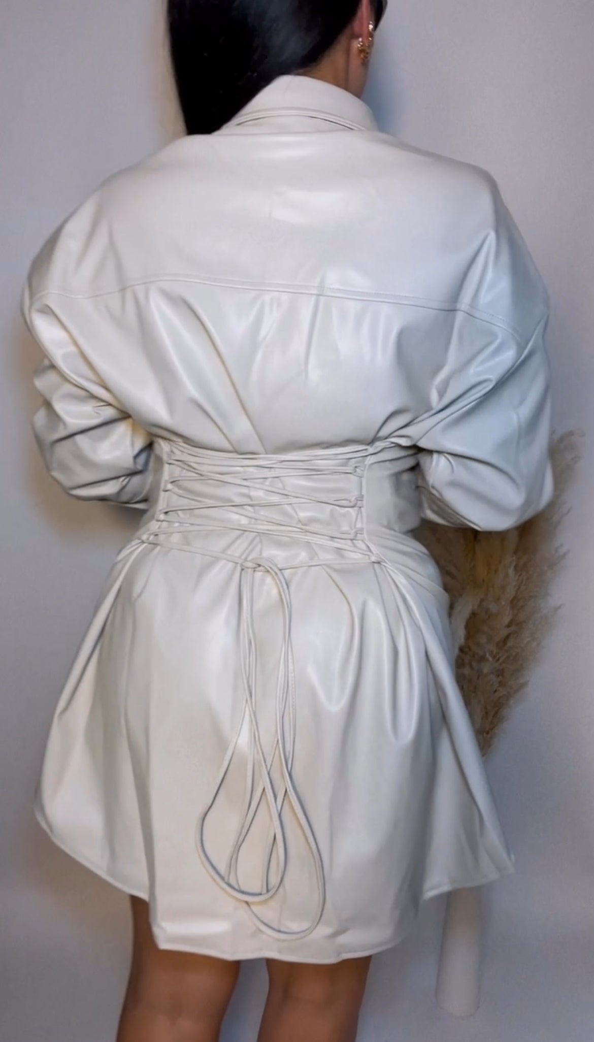 BBTM PU corset cream dress