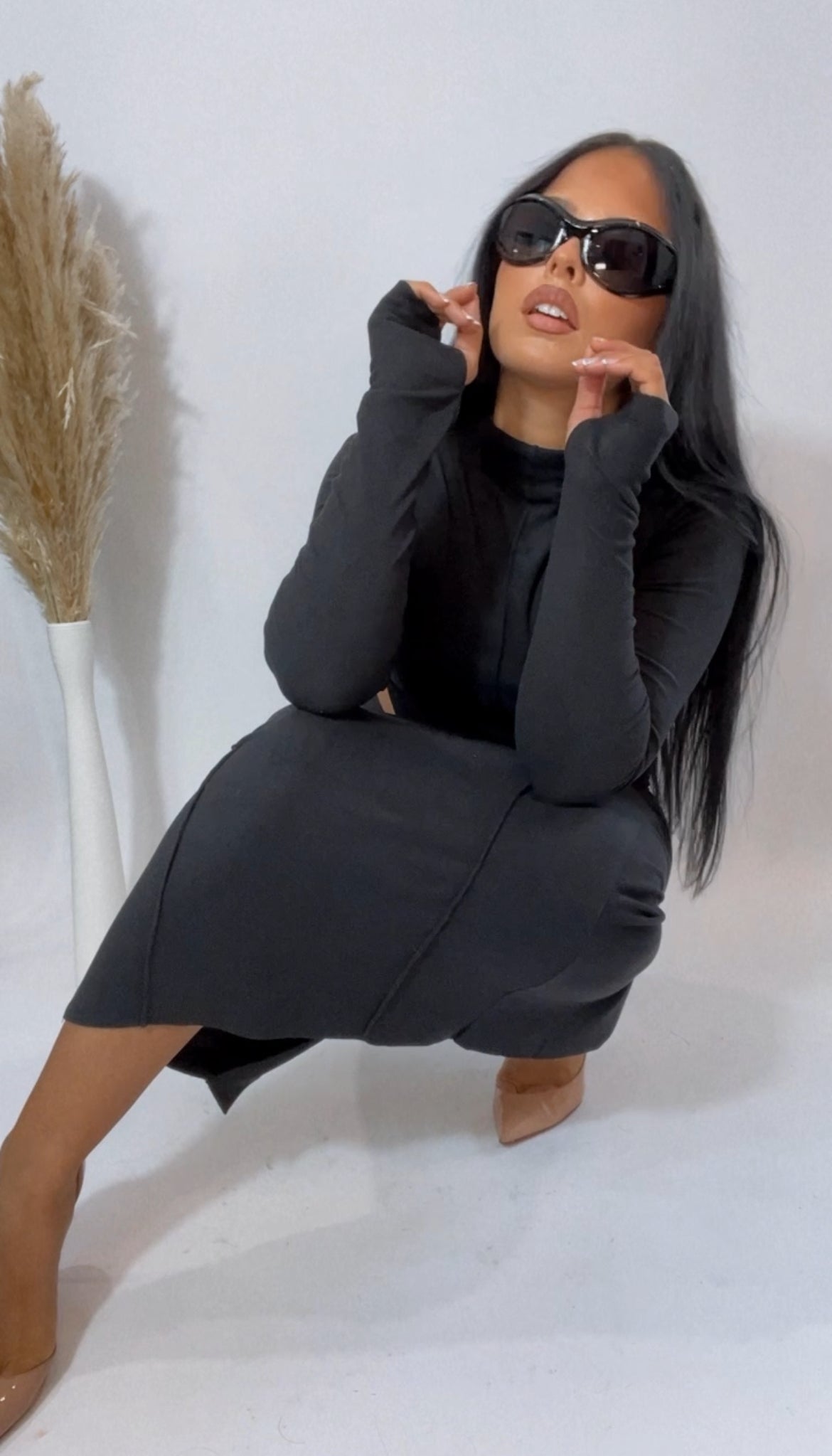 BBTM CHIC TIANA MARIE PENCIL SKIRT in smoked black