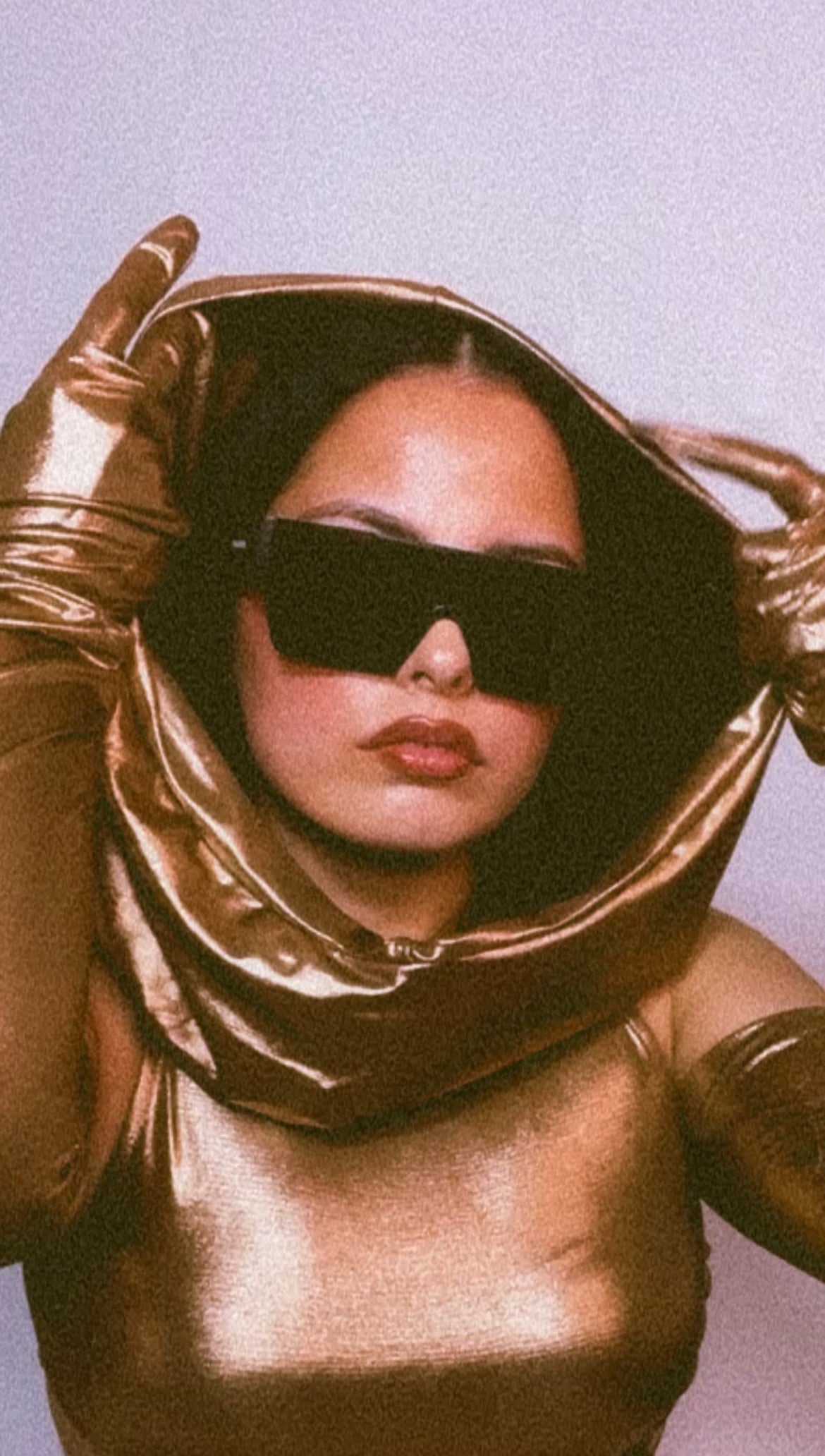 METALLIC BRONZE DRIP DRESS