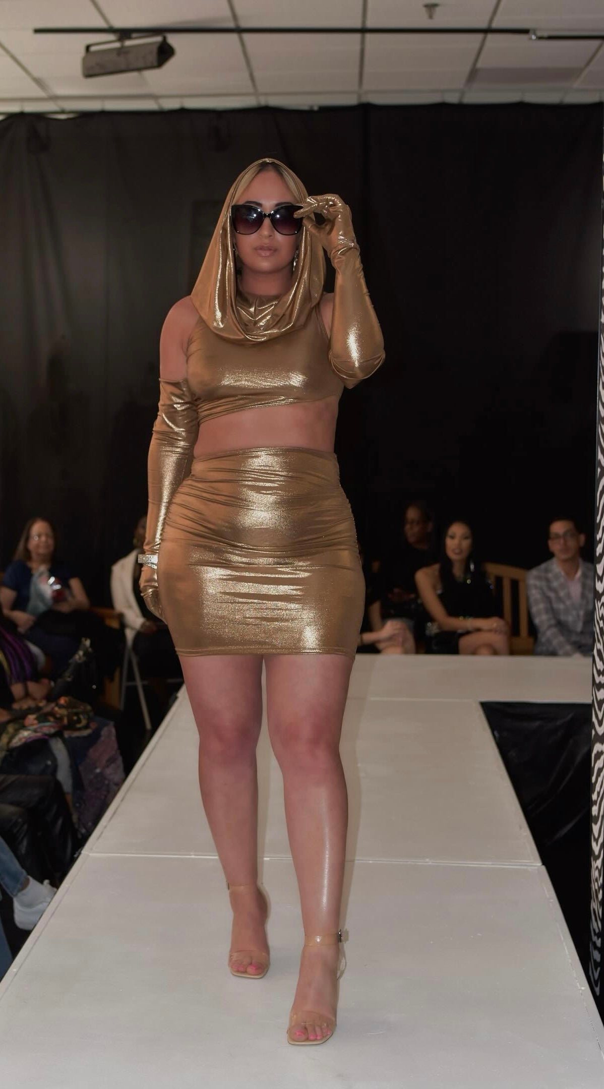 METALLIC BRONZE DRIP DRESS