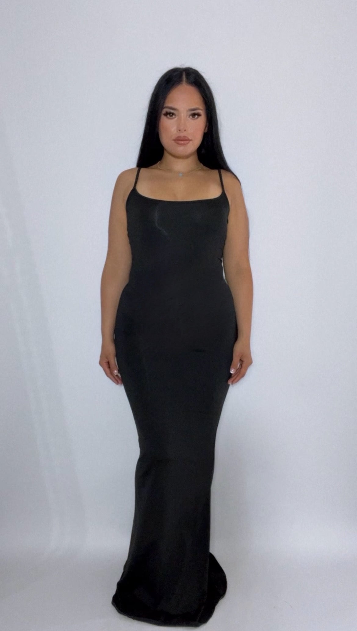 BBTM LOUNGEWEAR BLACK/SMOKED CAMI MAXI DRESS