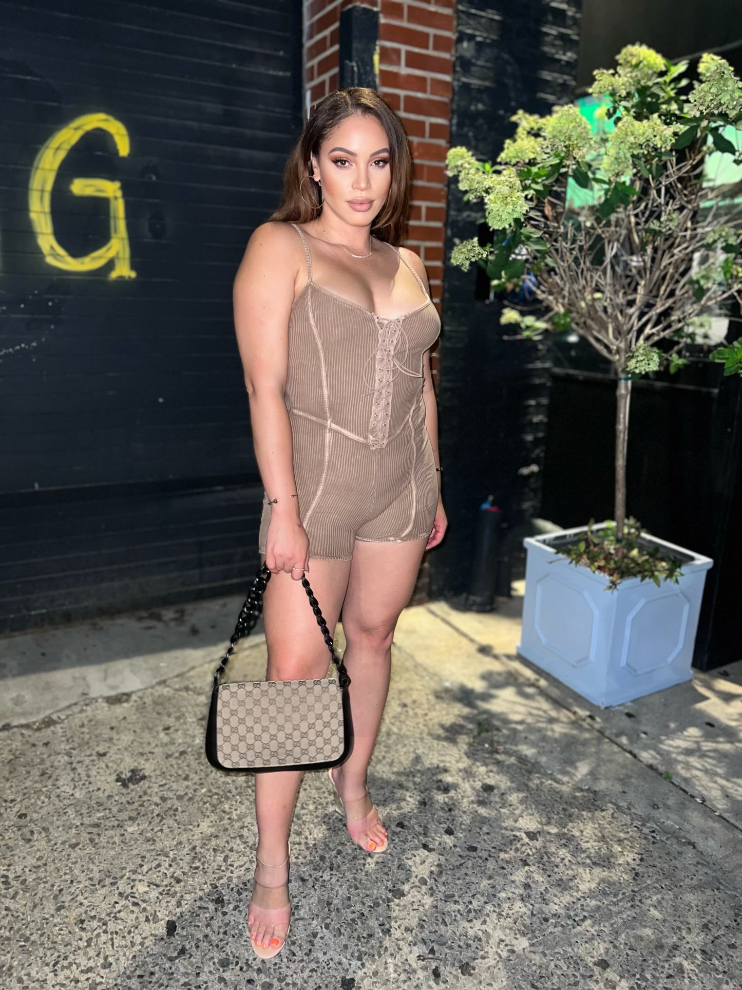 The ribbed corset romper
