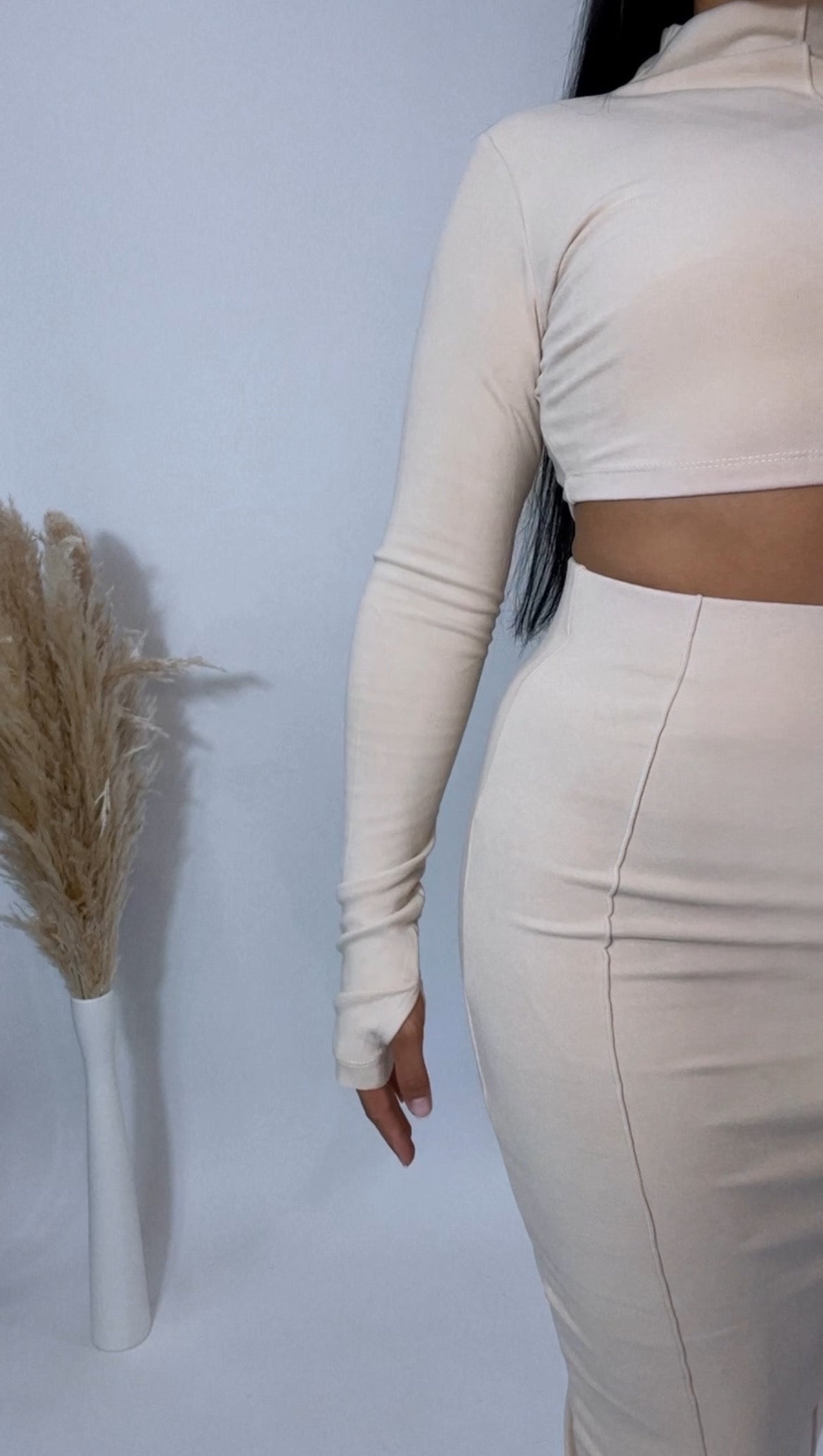 BBTM TIANA MARIE CHIC PENCIL SKIRT in creamy taupe