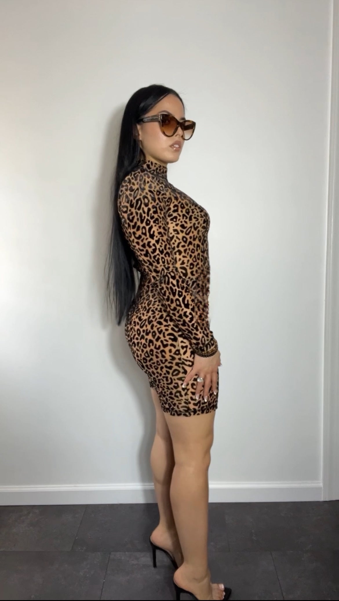 THE LEOPARD MESH/VELVET ROMPER