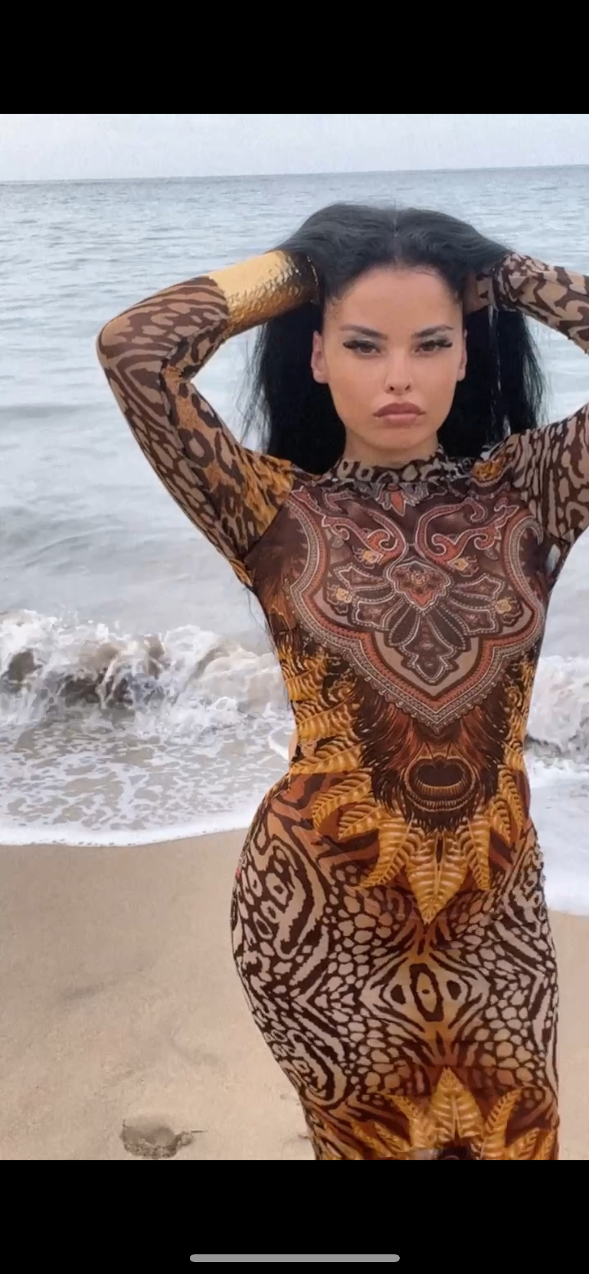 “THE UNCAGED LIONESS” mesh open back tie dress