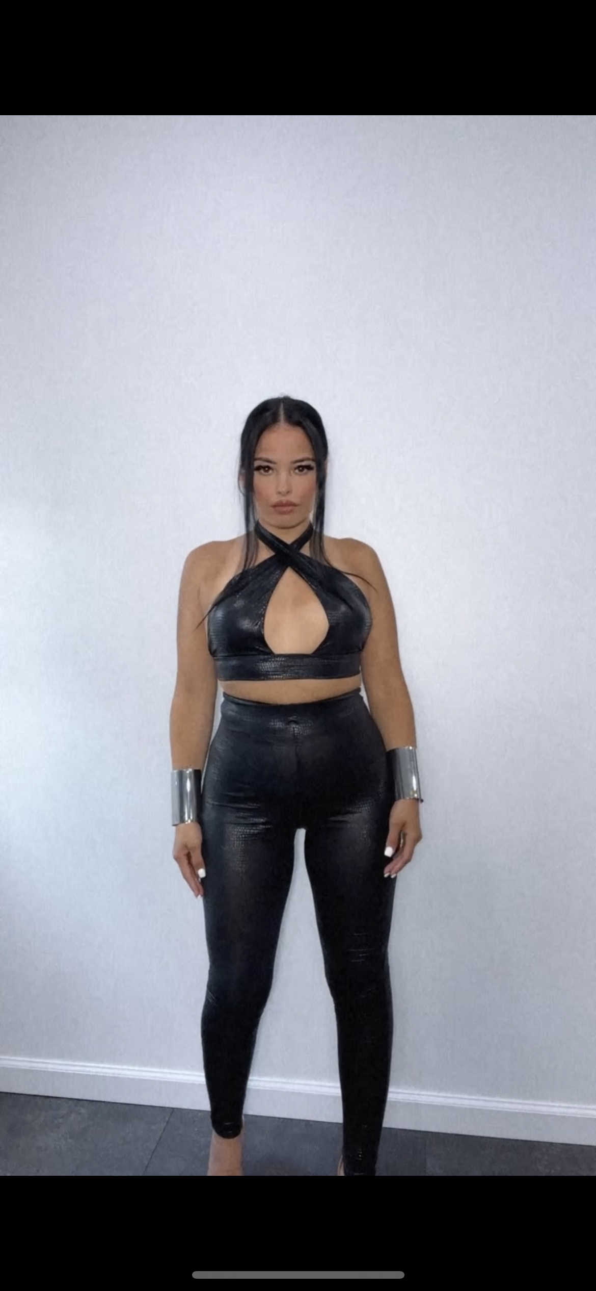 CROC leather high-waist legging