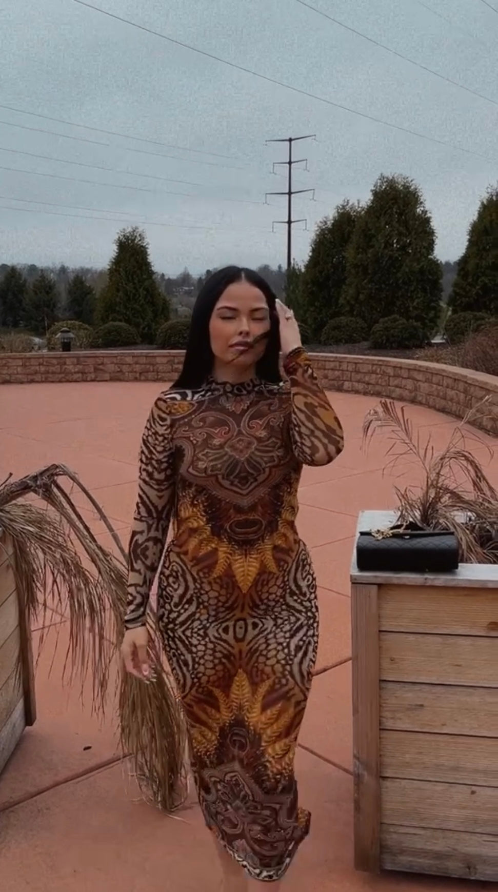 “THE UNCAGED LIONESS” mesh open back tie dress