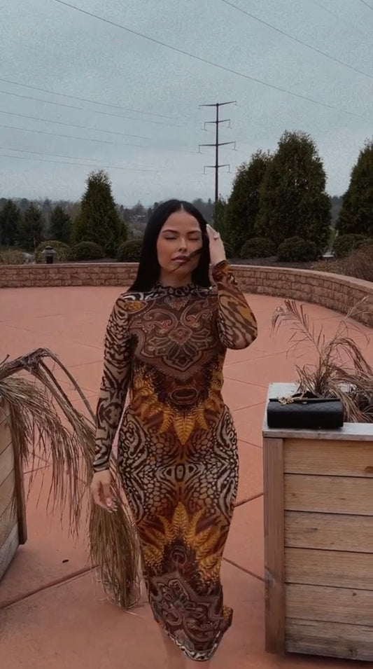 “THE UNCAGED LIONESS” mesh open back tie dress