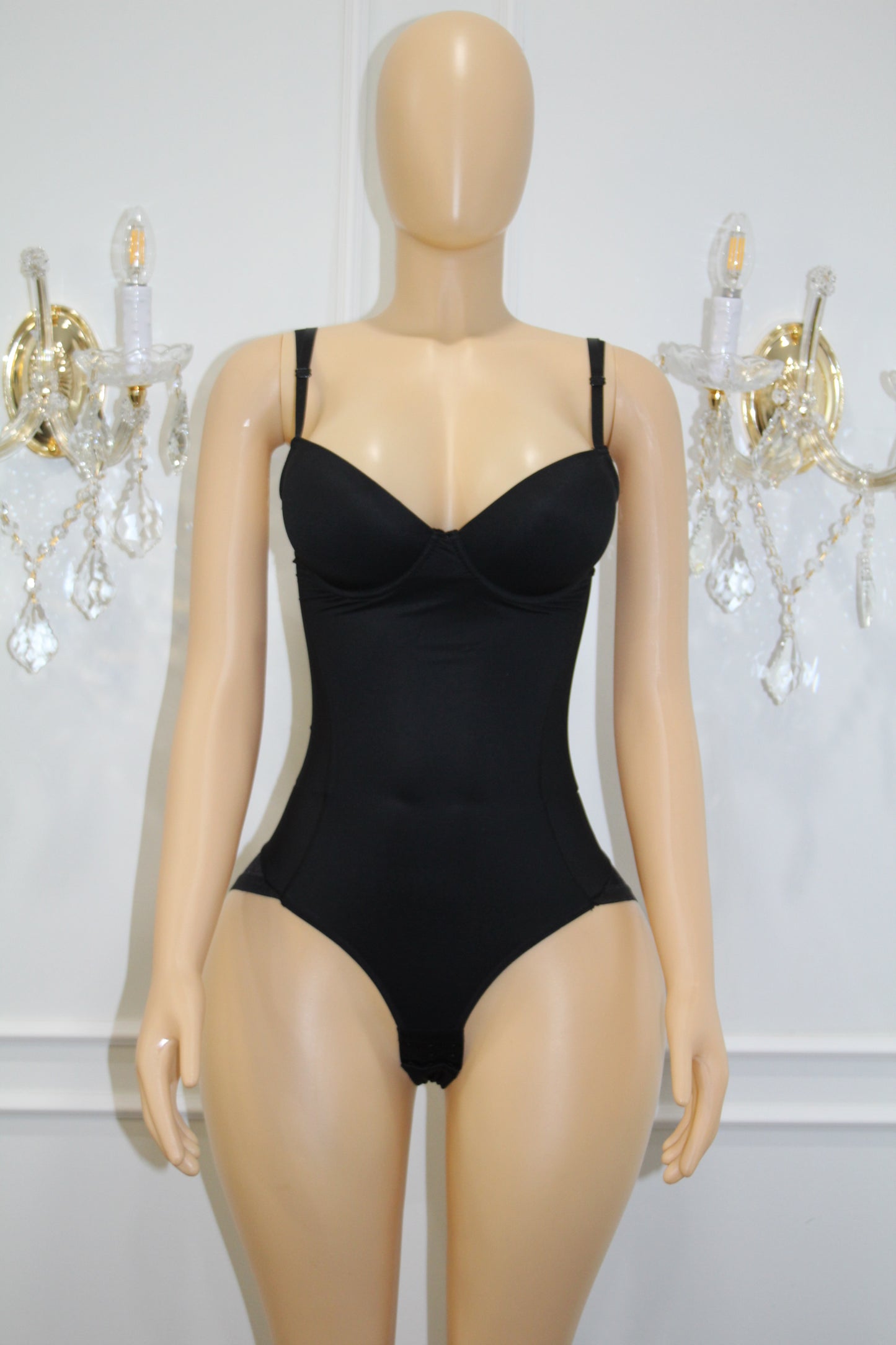 BBTM shapewear smoked black floral lace bodysuit