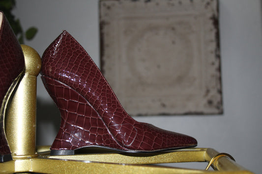 BBTM vegan leather croc. Ultra form wedge heel.