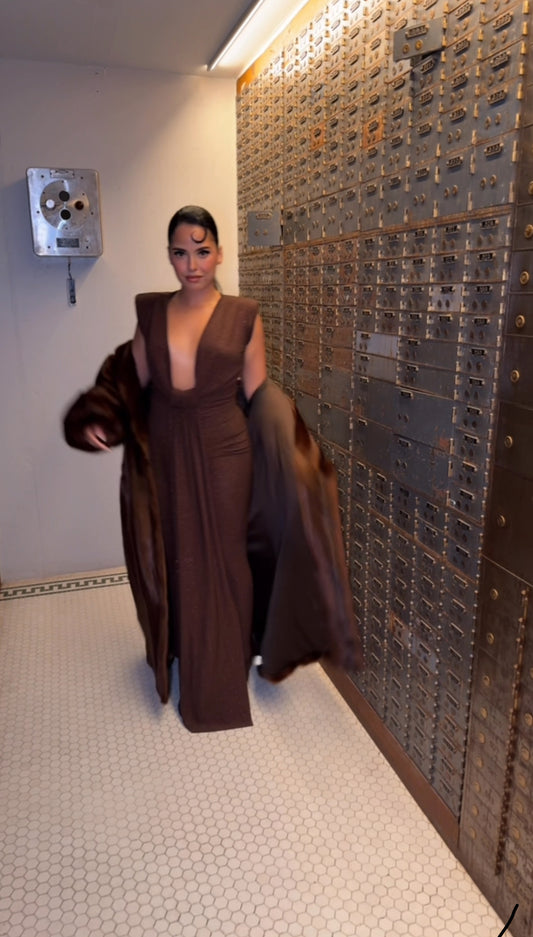 BBTM shimmer brown long dress