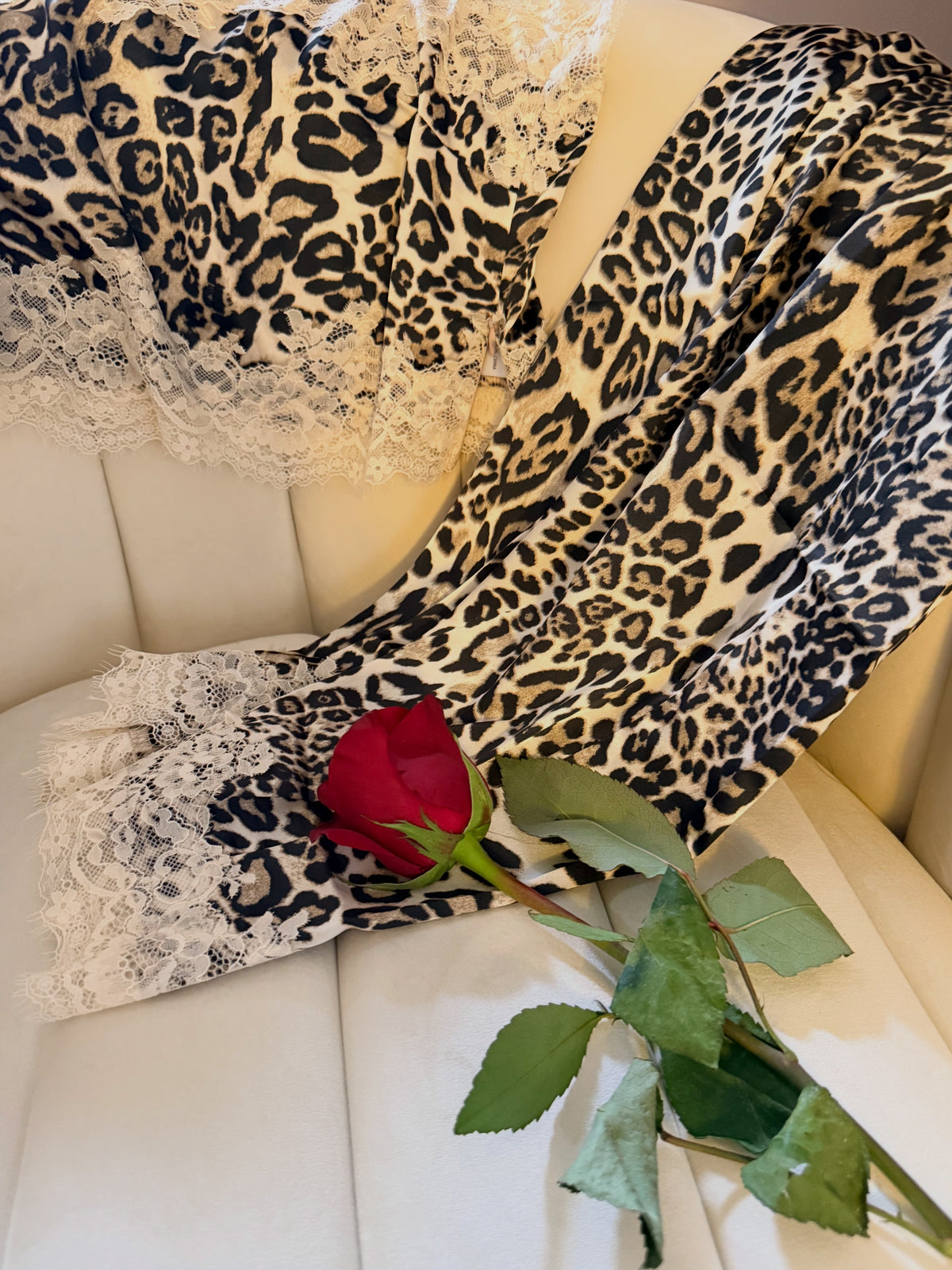 BBTM leopard lace satin skirt