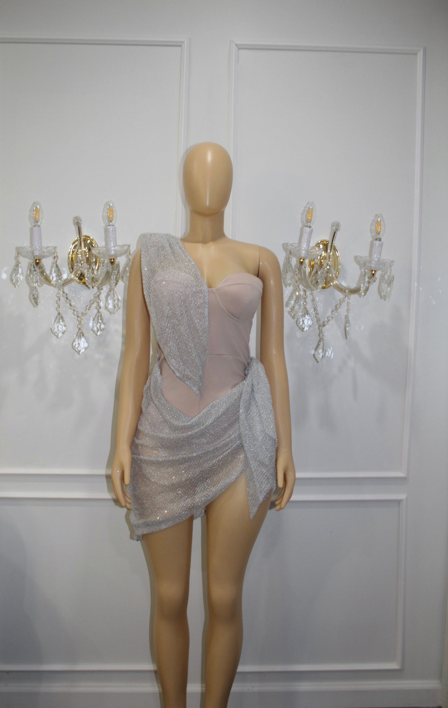 BBTM elevated nude/silver bodysuit