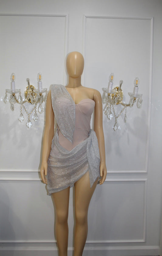 BBTM elevated nude/silver bodysuit