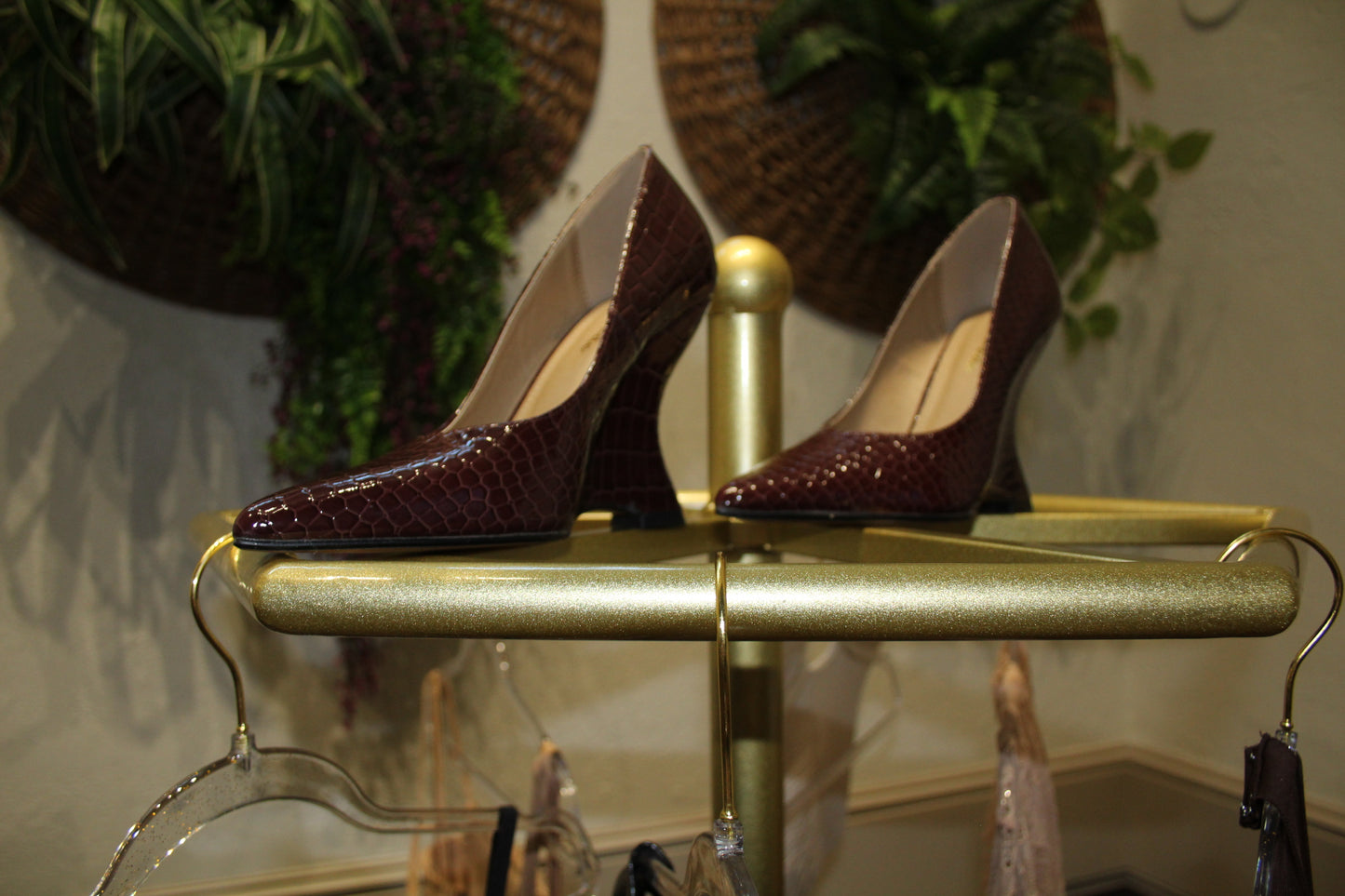 BBTM vegan leather croc. Ultra form wedge heel.