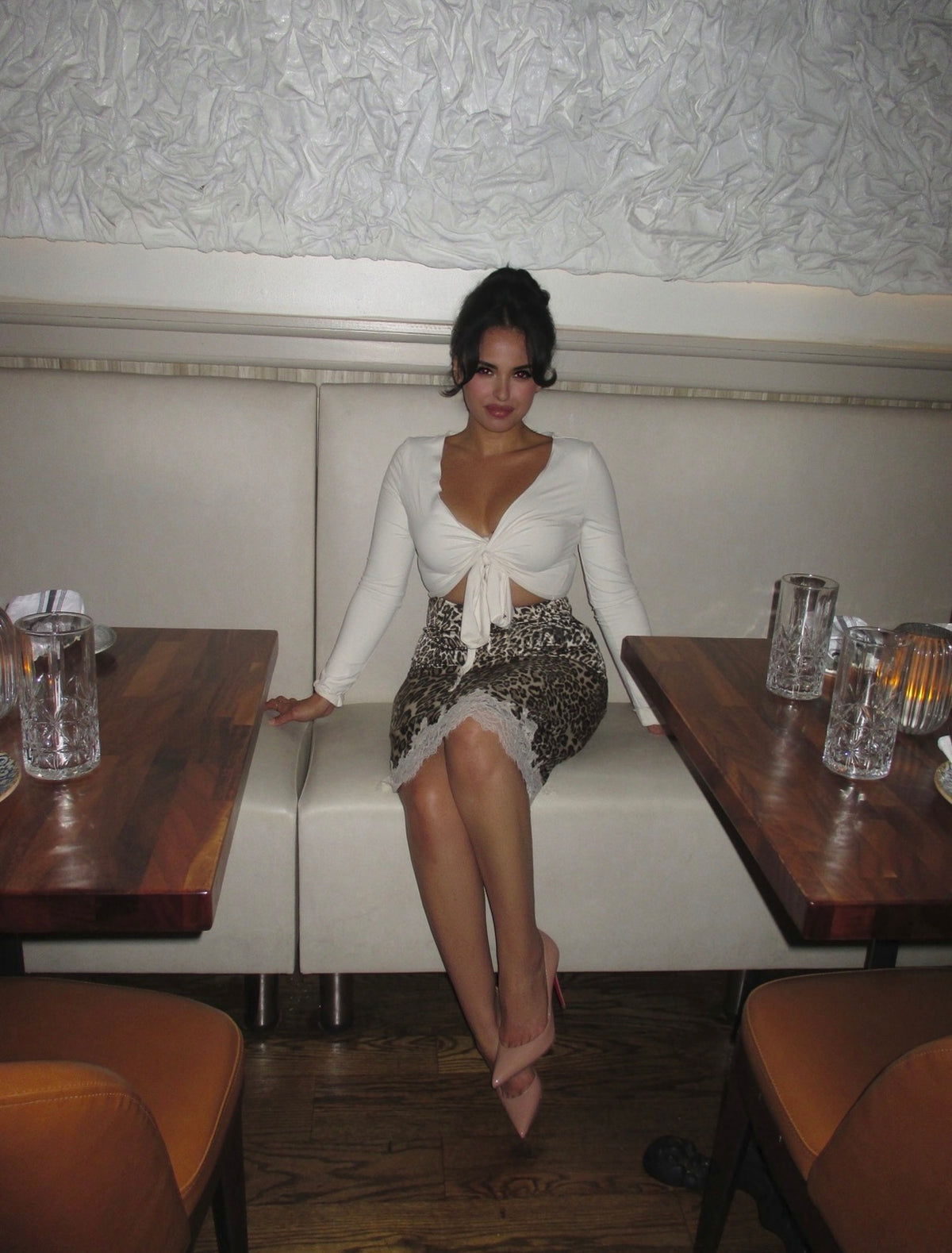 BBTM leopard lace satin skirt