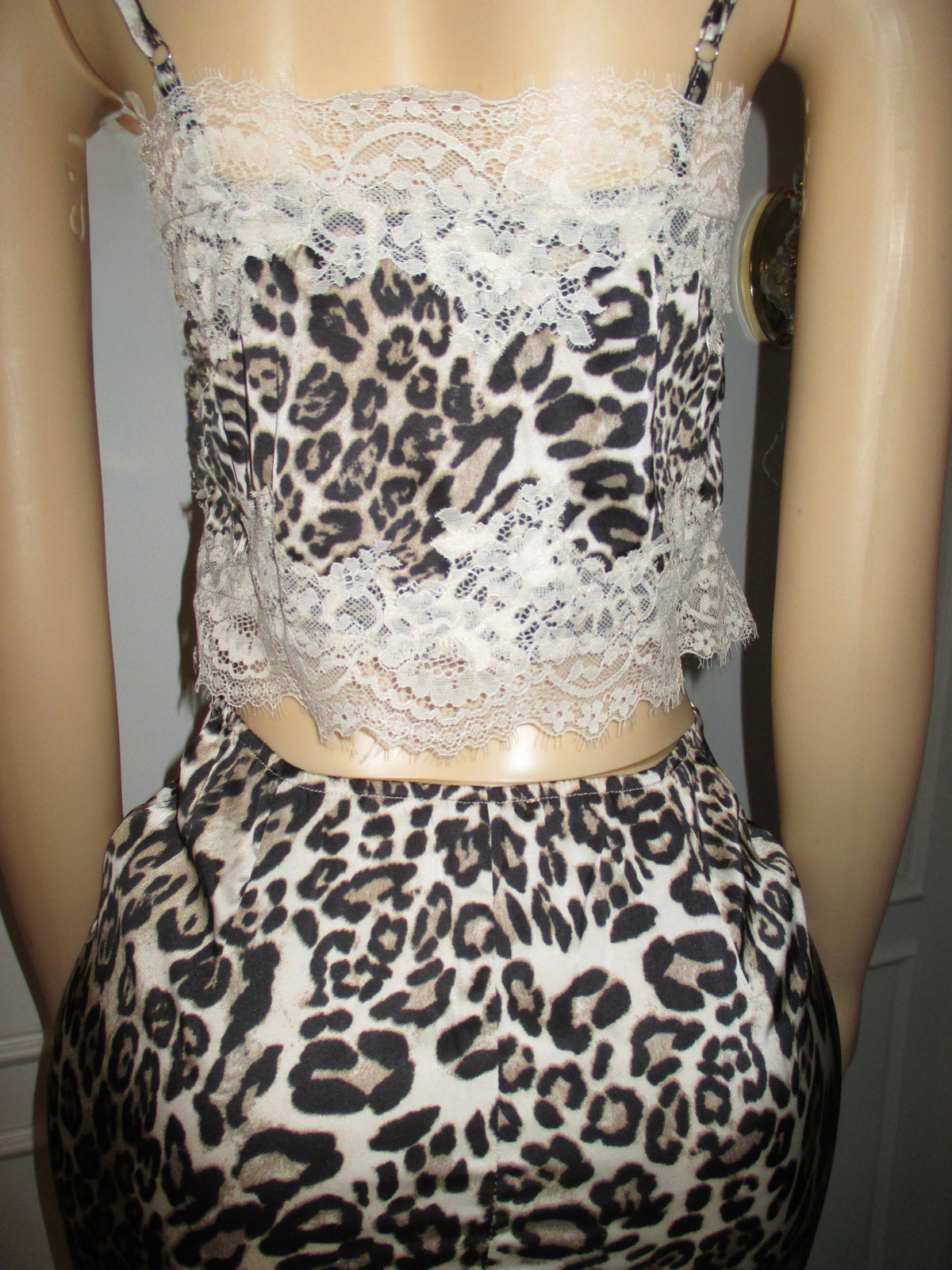 BBTM leopard lace satin tank top
