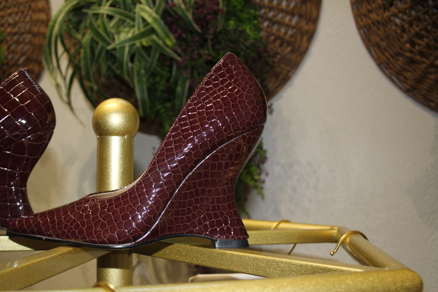 BBTM vegan leather croc. Ultra form wedge heel.