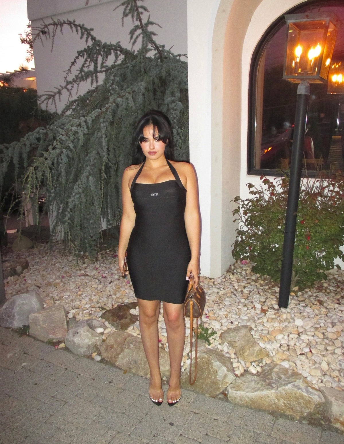BBTM logo bandage halter dress black