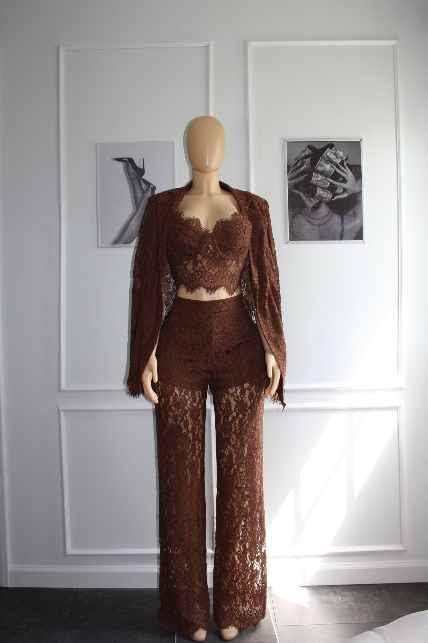 BBTM mocha modern/sexy blazer 3 piece set