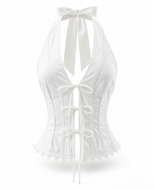 BBTM suiting halter top white