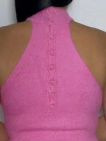 Lux pink high neck midi dress