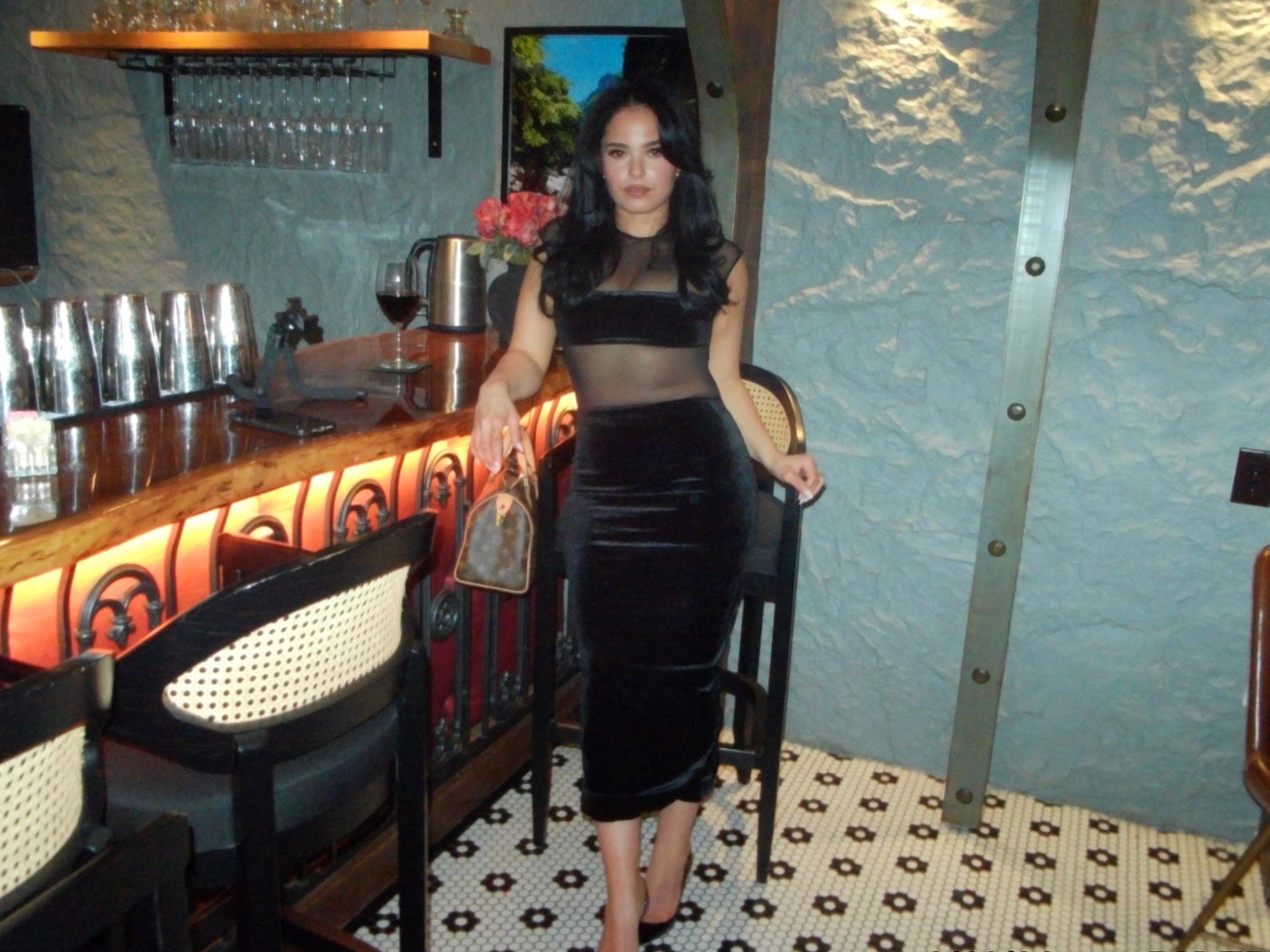 BBTM mesh/velvet “IT GIRL” dress