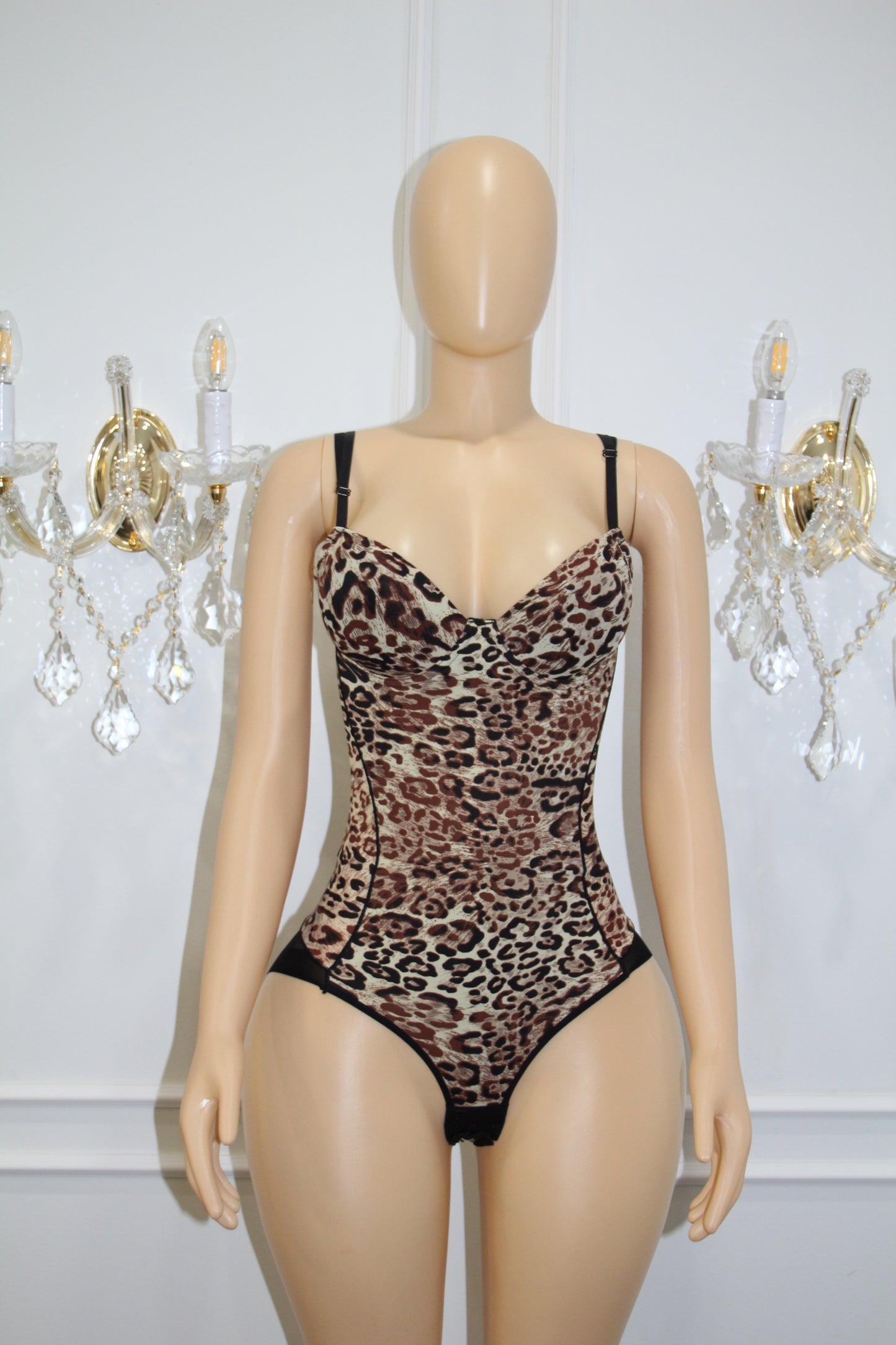 BBTM shapewear leopard bodysuit mesh