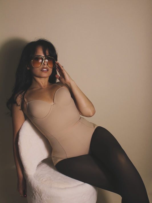 BBTM shapewear skin nude #1 floral mesh bodysuit