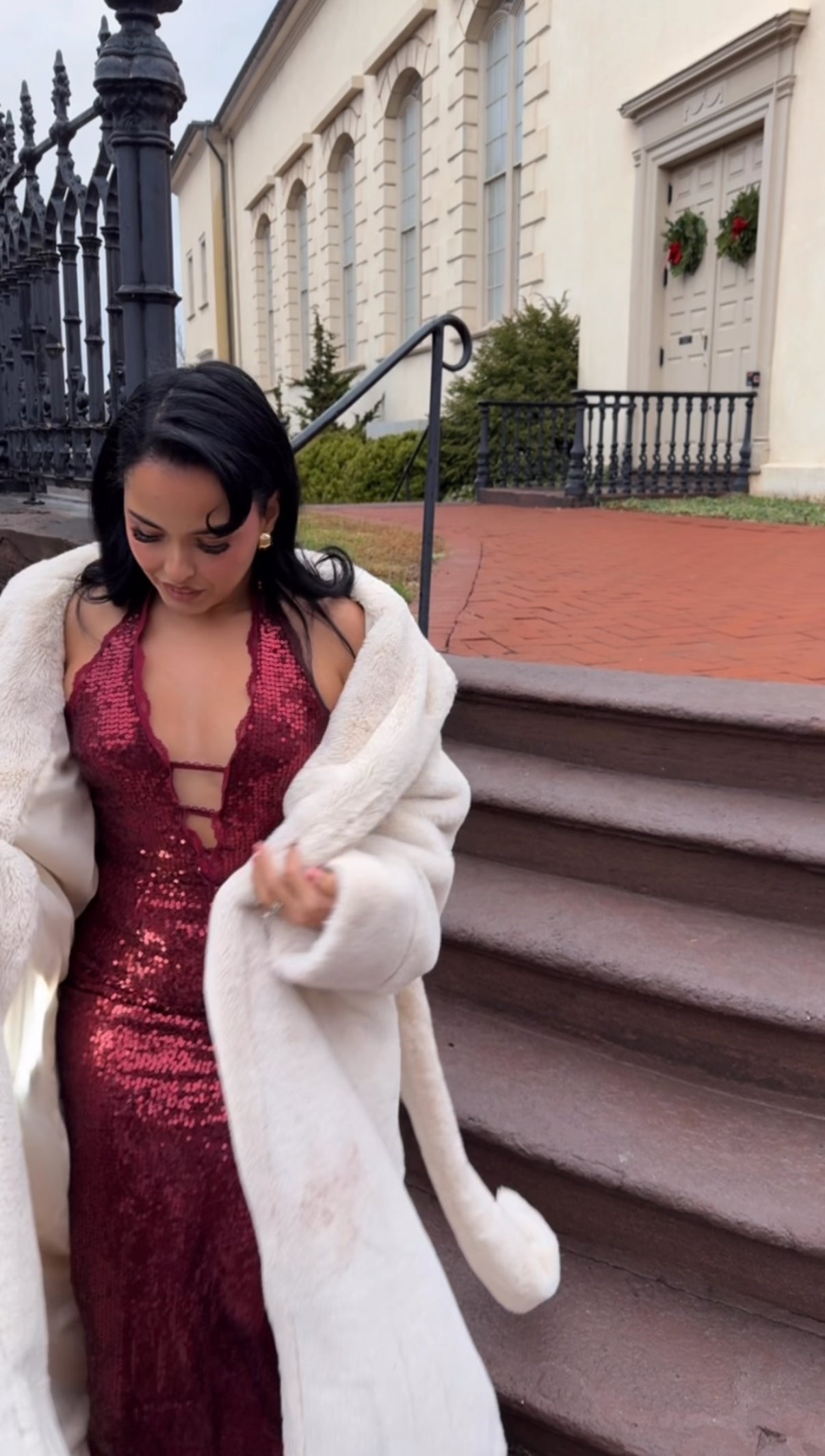 BBTM HOLIDAY red sequin lace dress