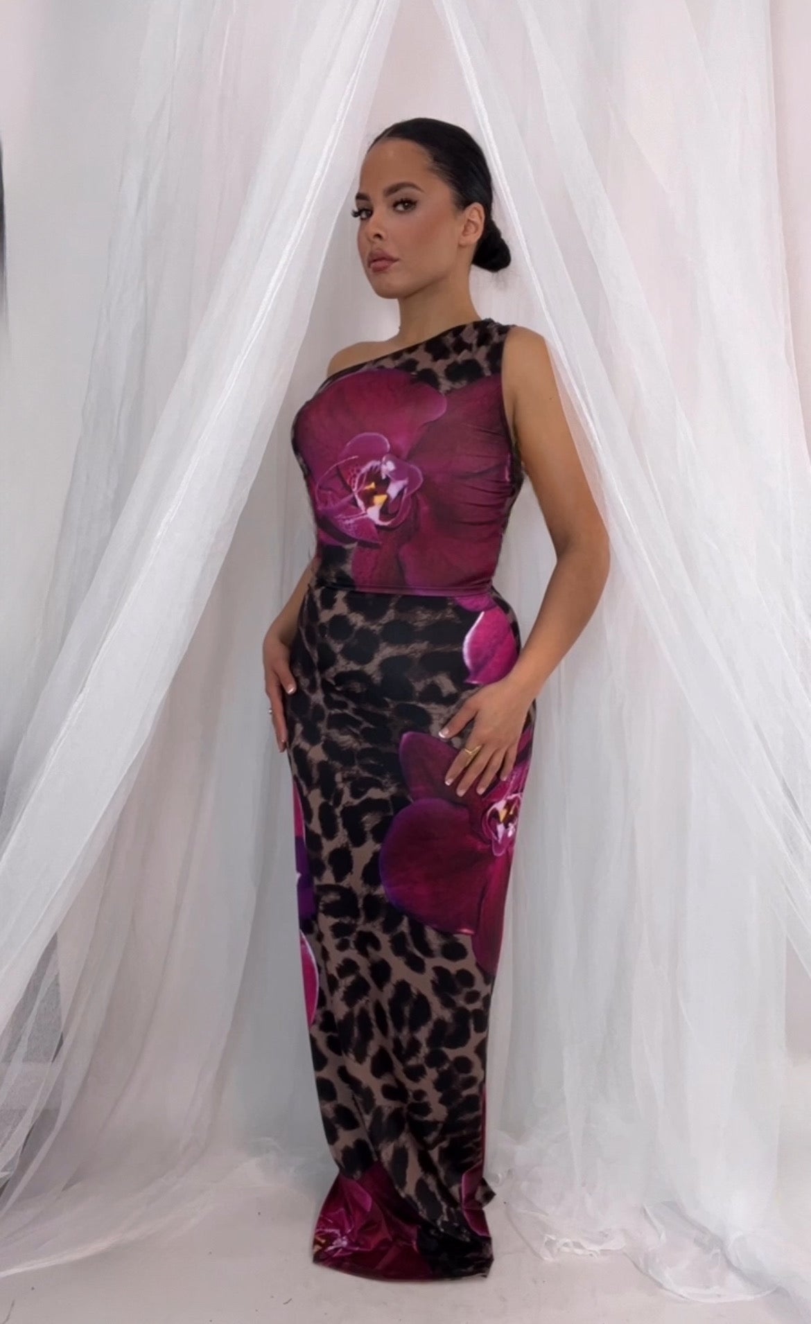 BBTM ORCHID LEOPARD MAXI SKIRT