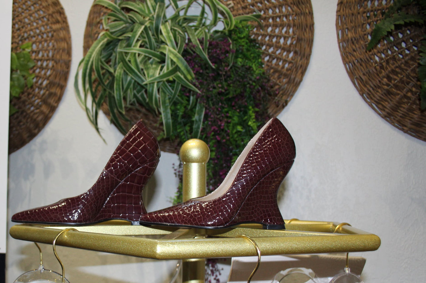 BBTM vegan leather croc. Ultra form wedge heel.