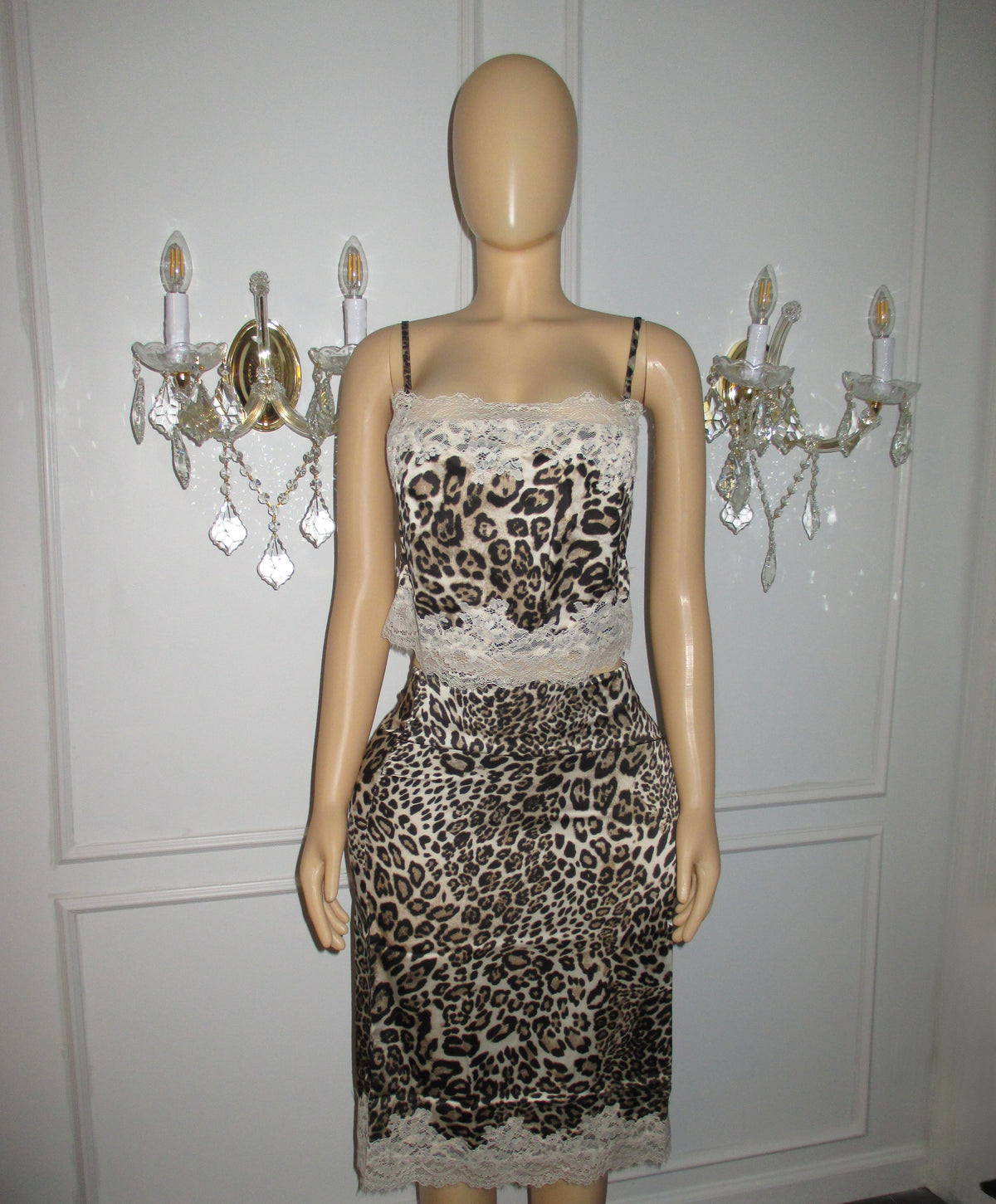 BBTM leopard lace satin tank top