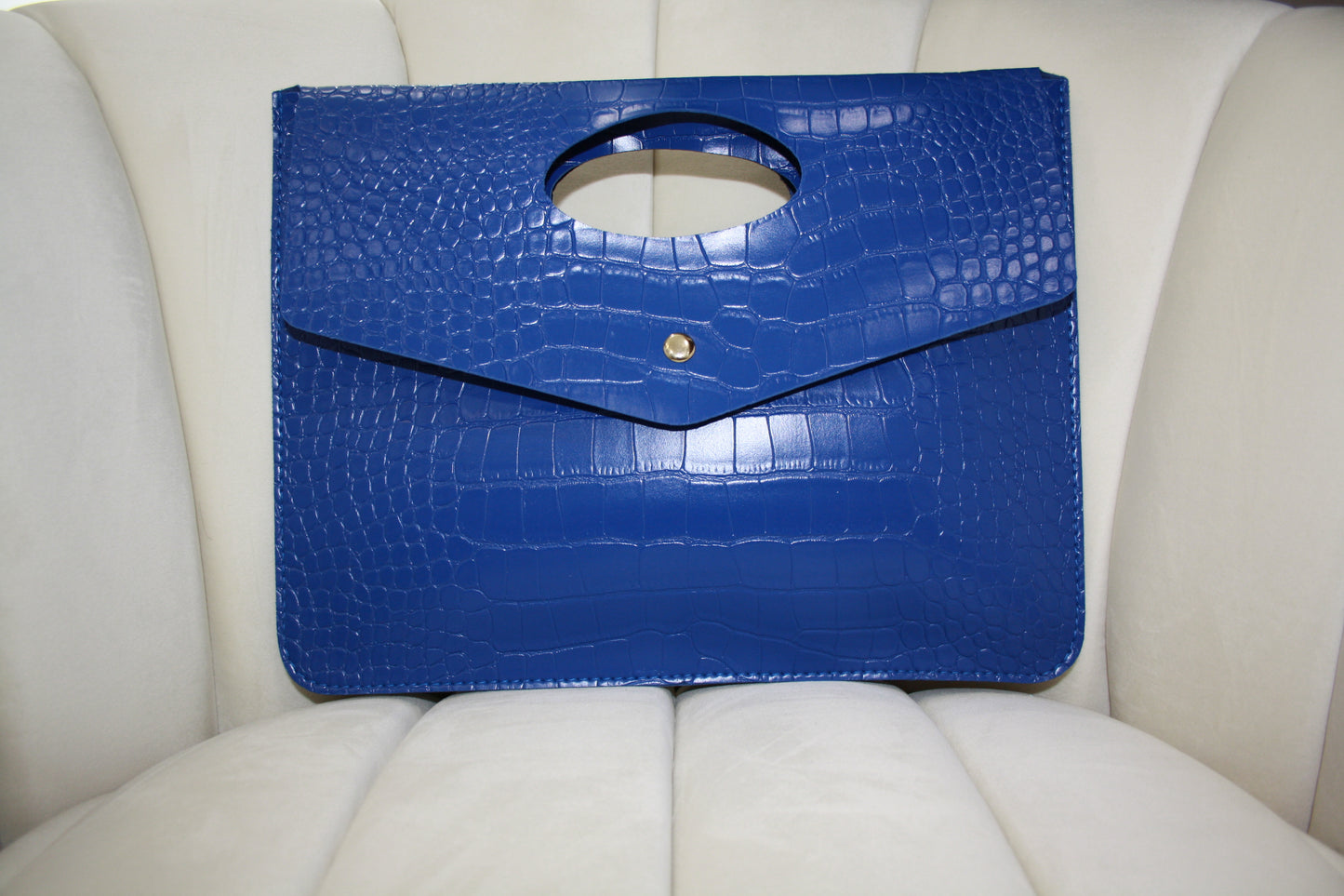 BBTM PU Ariana croc. Envelope date night clutch royal blue