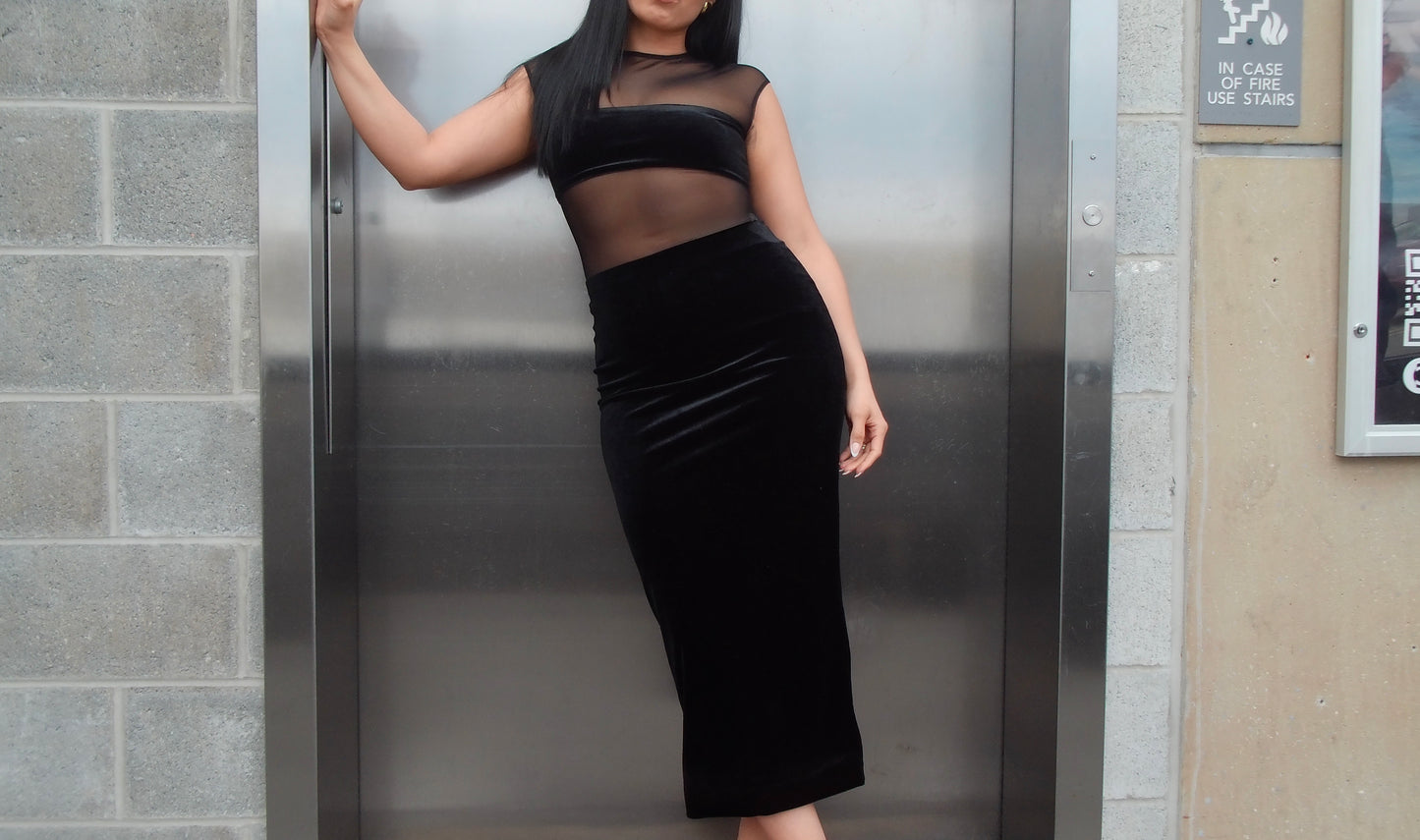 BBTM mesh/velvet “IT GIRL” dress